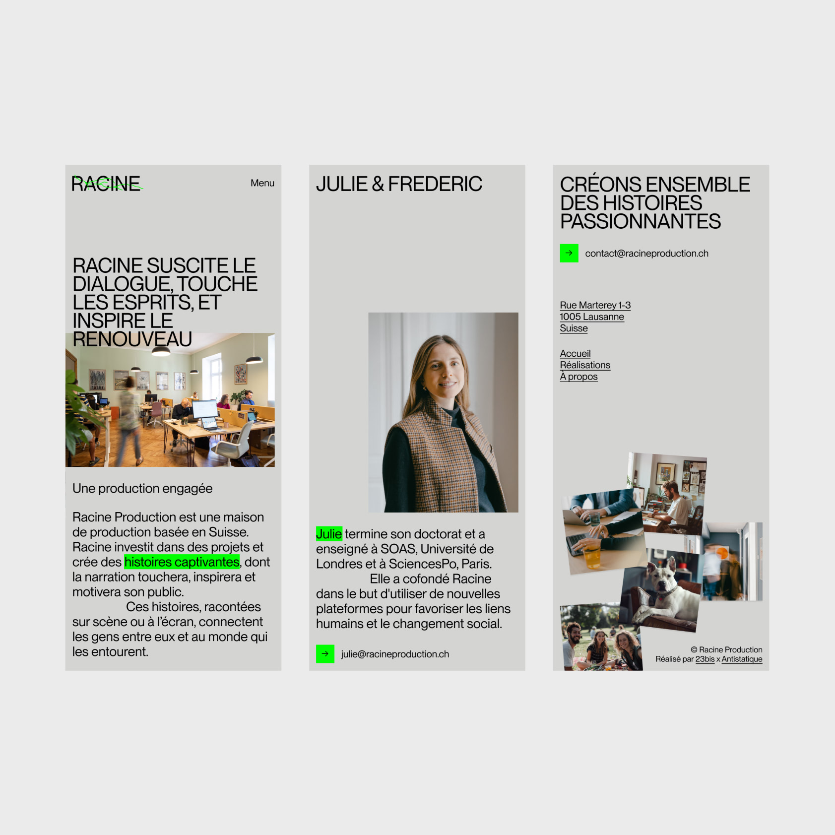 Site web de Racine Production.