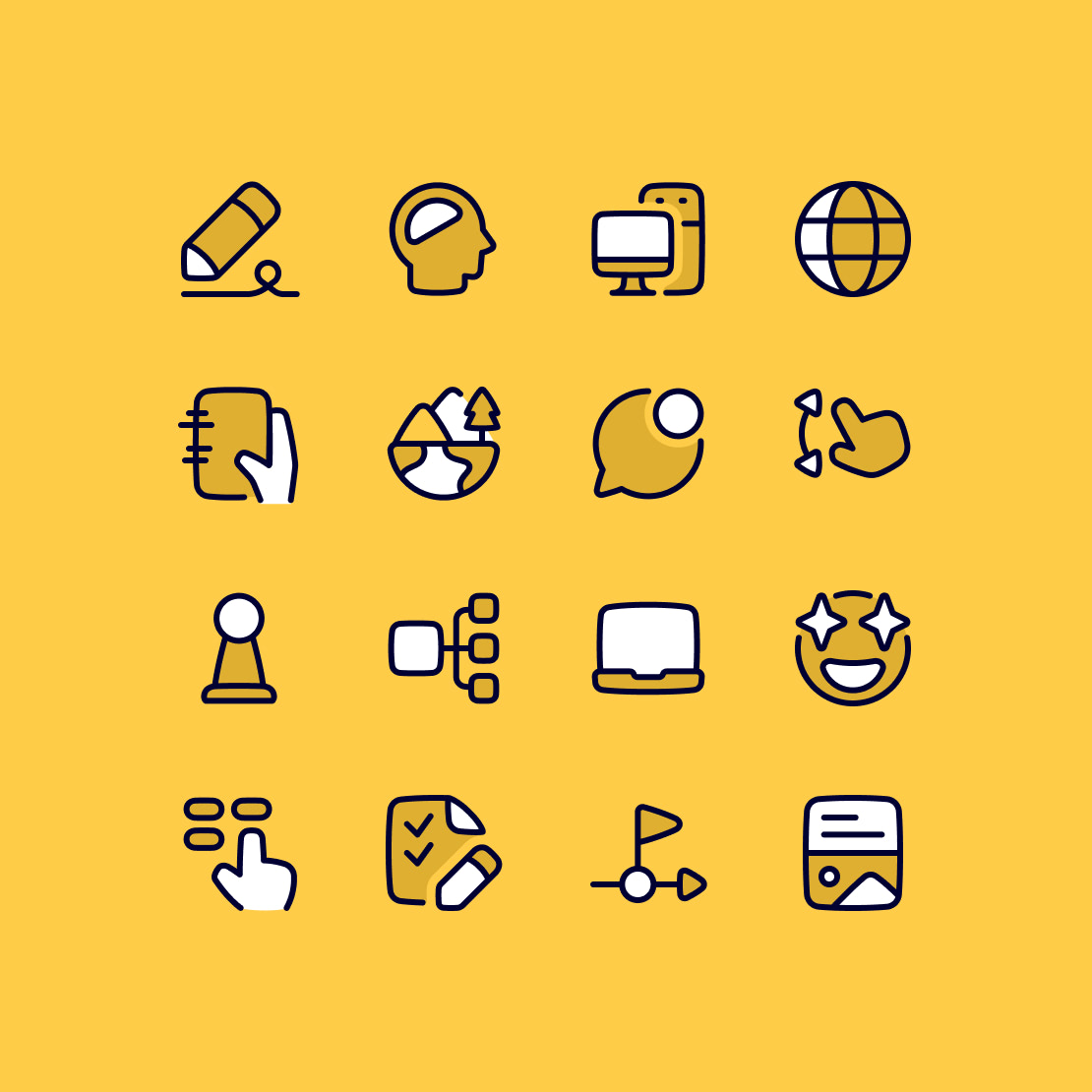 Icônes de l'identité visuelle d'Antistatique.