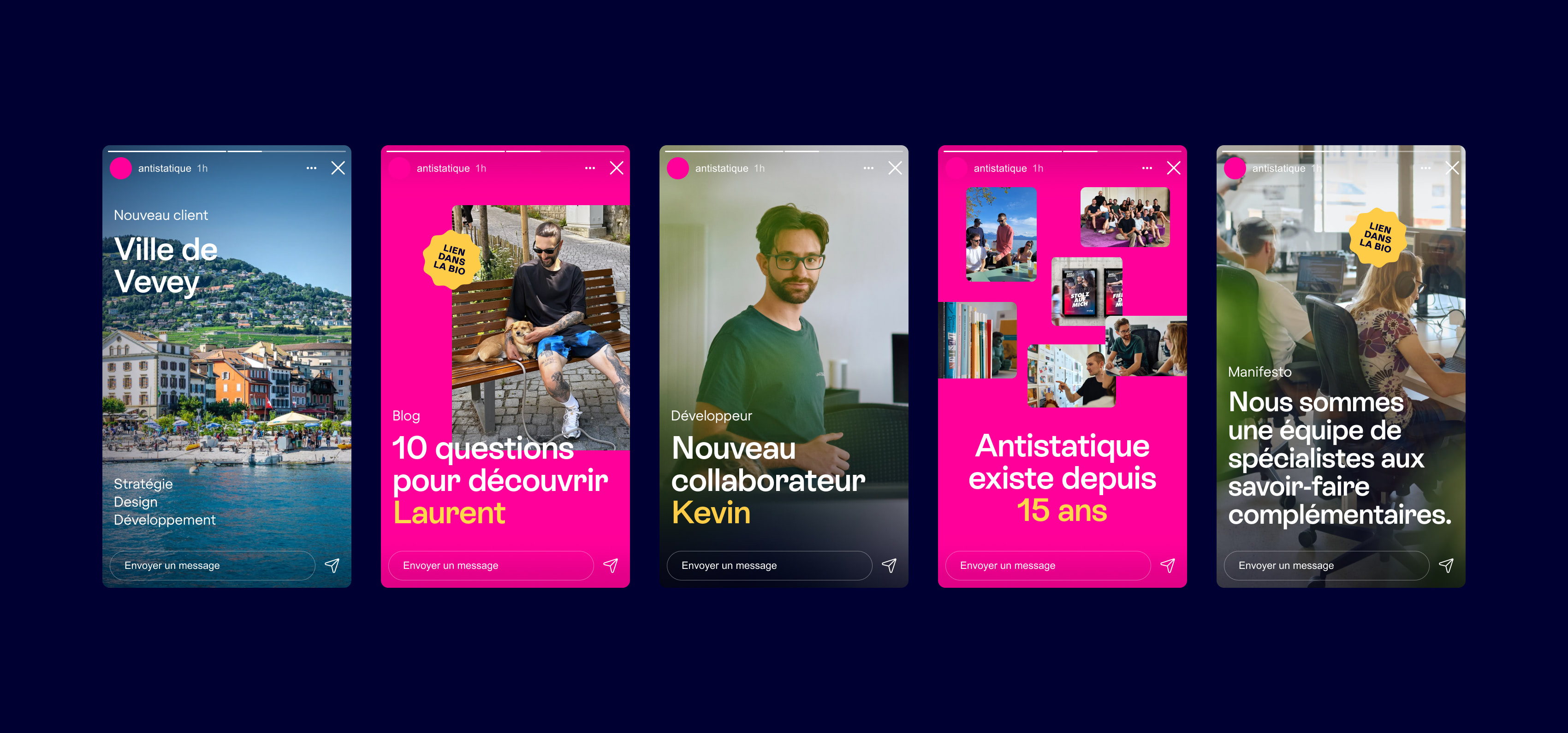 Stories Instagram pour Antistatique.