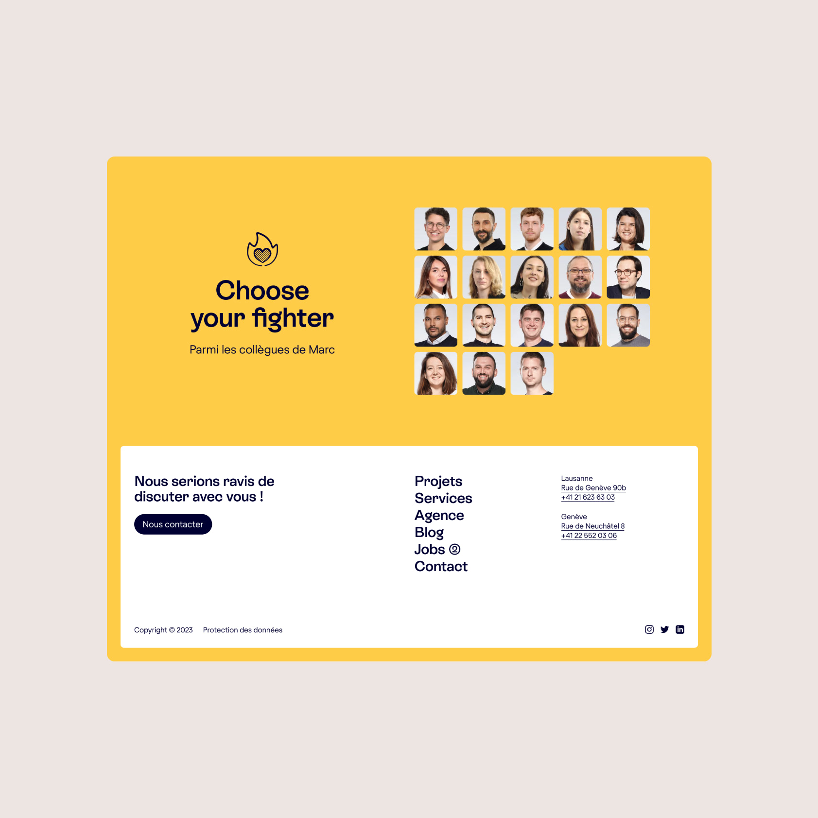 Section présentant les collaborateurices de l'équipe.
