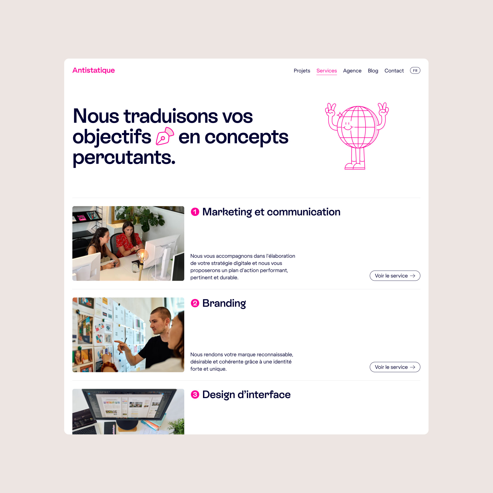 Page Services du site d'Antistatique.