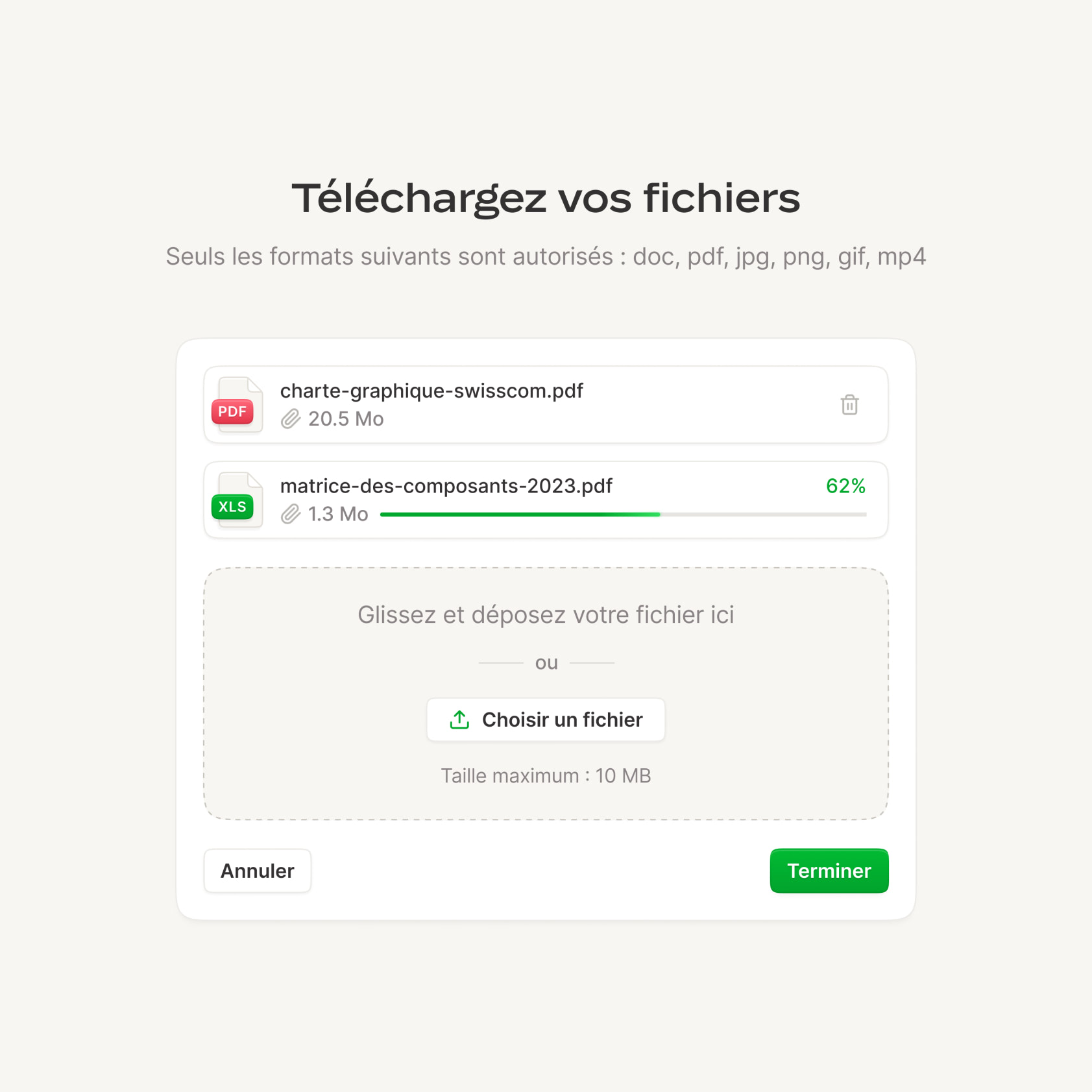Composant de téléchargement de fichier (en cours).