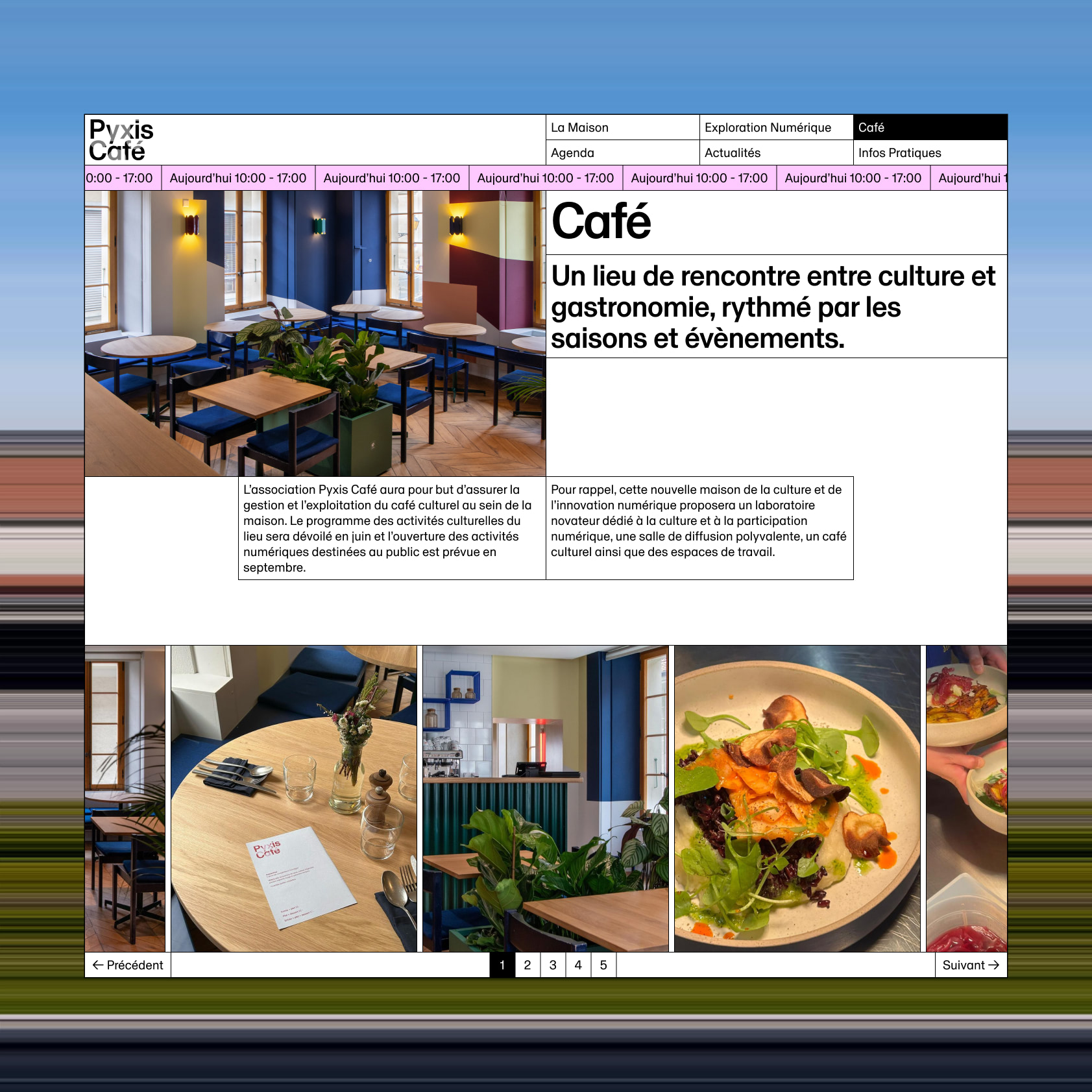 Page Accès et horaires.