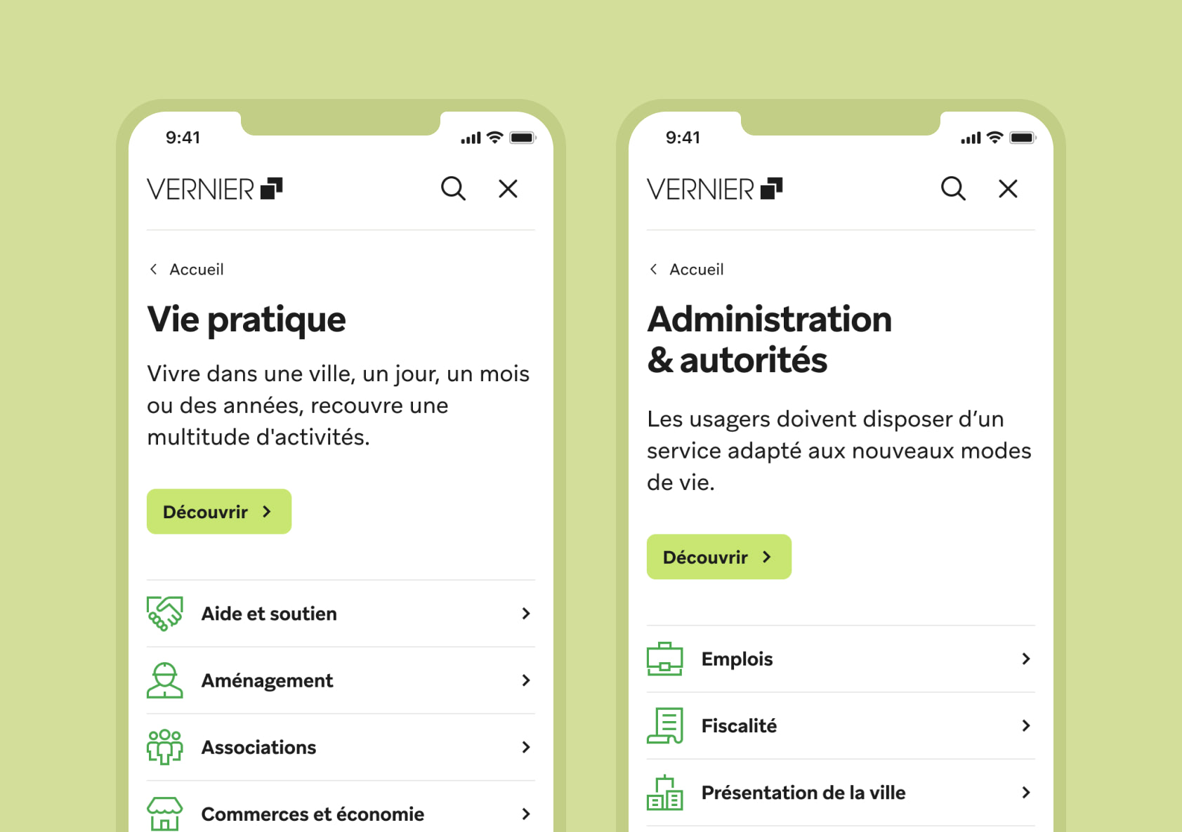 Menu sur mobile.