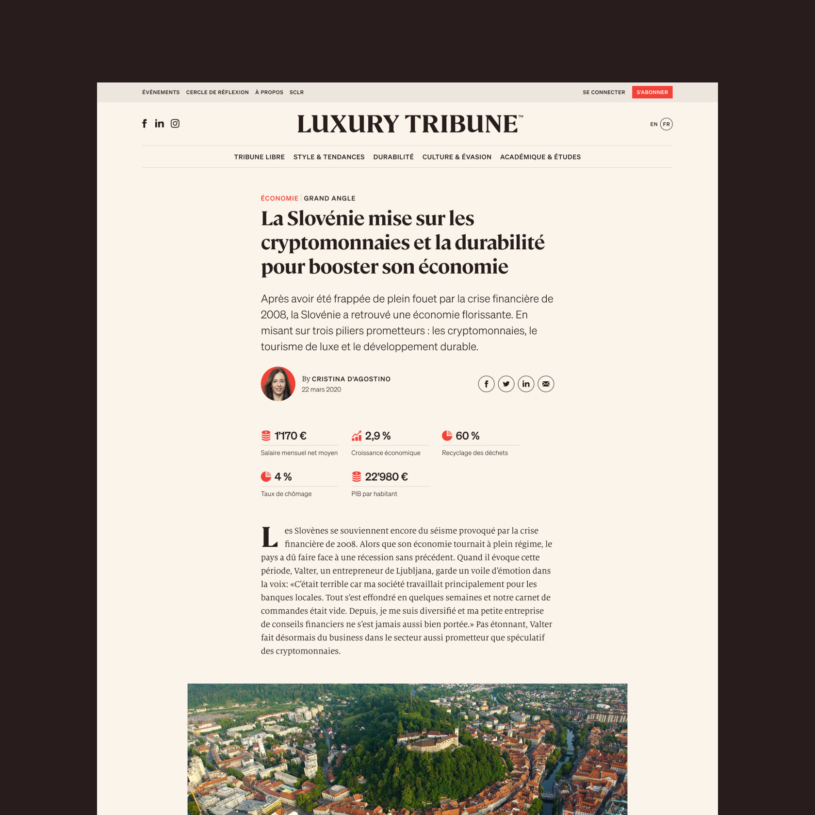Page de détail d'un article.